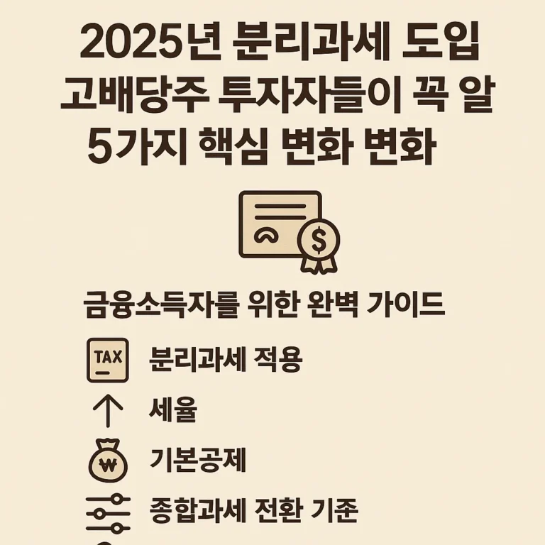 [경제지식] “2025년 분리과세 도입, 고배당주 투자자들이 꼭 알아야 할 5가지 핵심 변화”